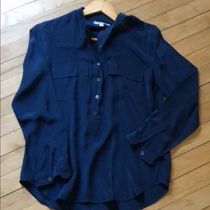 Blue silk blouse - tunic-style